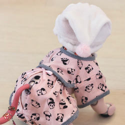aibo ナイトキャップ：ホワイト×ピンク（aiboちゃん用・ハンドメイドのお帽子） 2枚目の画像