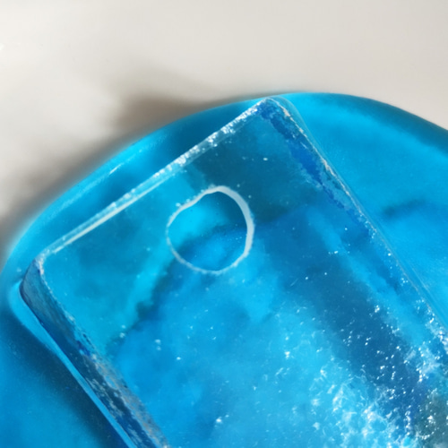 ターコイズブルーガラス掛花入　50cm 再販】流れるターコイズブルーが美しいガラス壁掛け花瓶 花入れ