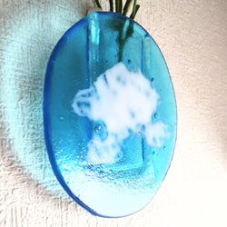 青空のガラス壁掛け花瓶　B　ガラス製花瓶　花器　ウォールアート　ガラス工芸　スカイブルー　ターコイズブルー　空　海 7枚目の画像