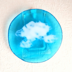 青空のガラス壁掛け花瓶　B　ガラス製花瓶　花器　ウォールアート　ガラス工芸　スカイブルー　ターコイズブルー　空　海 1枚目の画像