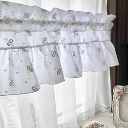 ブルー 素敵なバラ柄カフェカーテン バランスカーテン カーテン EMI's