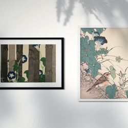 【NO.482】朝顔と竹林の日本画アートポスター☆夏和モダン植物浮世絵☆ハガキ2L判A4A3A2A1B5B4B3B2B1 11枚目の画像