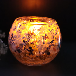 【選べるラベル】「金魚と水中花のペリドットの金魚鉢」キャンドルホルダー&木製LEDコースターセット＊固まるハーバリウム 18枚目の画像