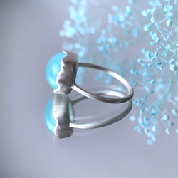 【受注制作】シーブルーカルセドニー　silver ring 3枚目の画像