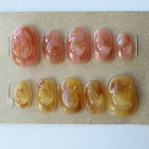 うるちゅる ニュアンス イエローブラウン ピンクブラウン ネイルチップ