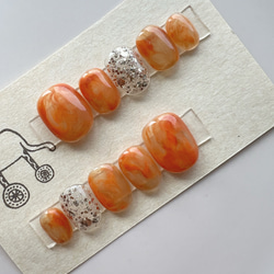 ニュアンスネイル オレンジ ちゅるん ネイルチップ ハンドメイド ネイルチップ ニュアンス ジェルネイル ちゅるん 秋 マグネット