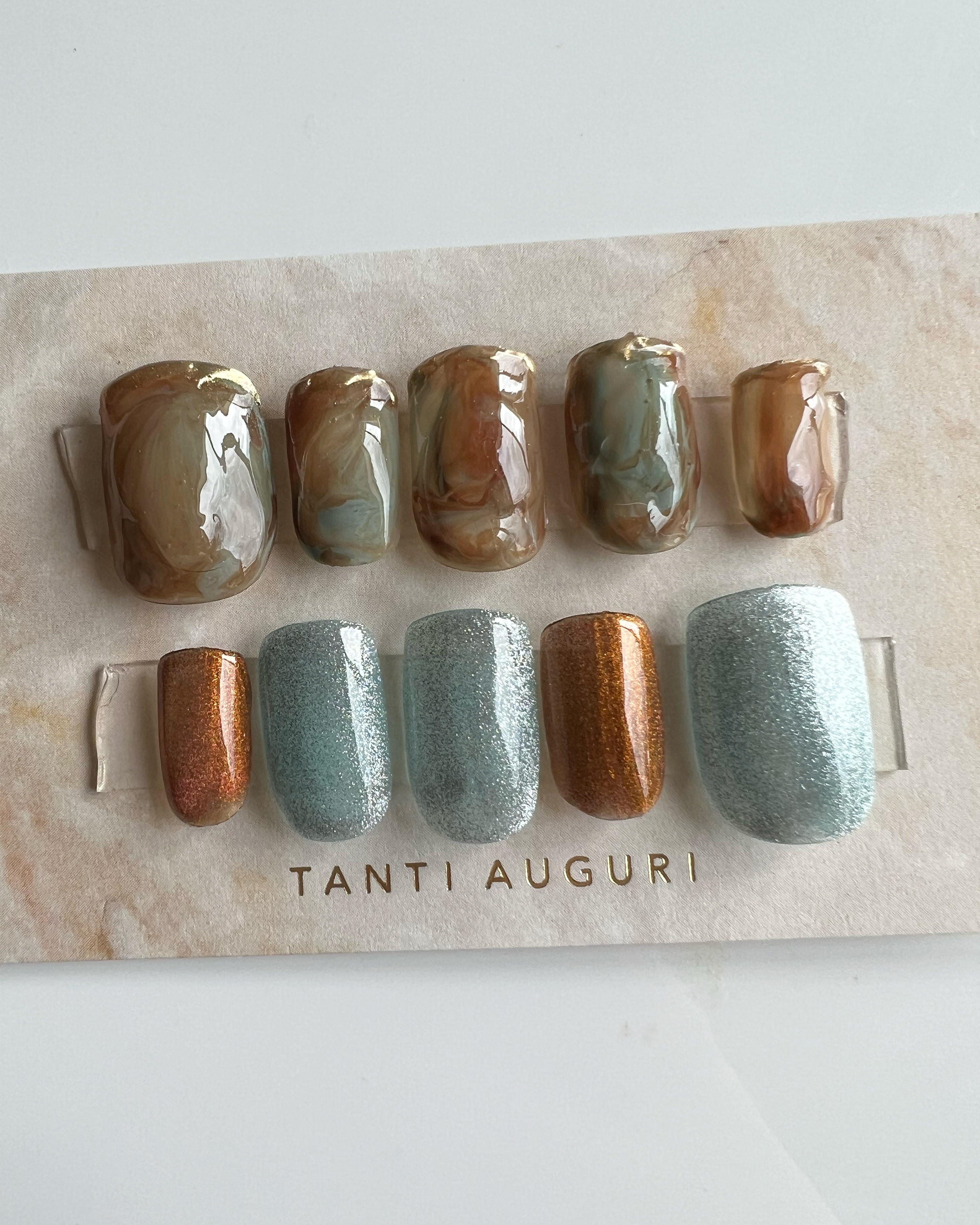 うるうるニュアンス ブルー ブラウン ネイルチップ ネイルチップ（つけ