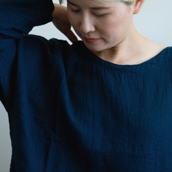 【藍染】Linen＆Organiccotton ゆったりプルオーバーとパンツセット【リネン混Wガーゼ】 3枚目の画像