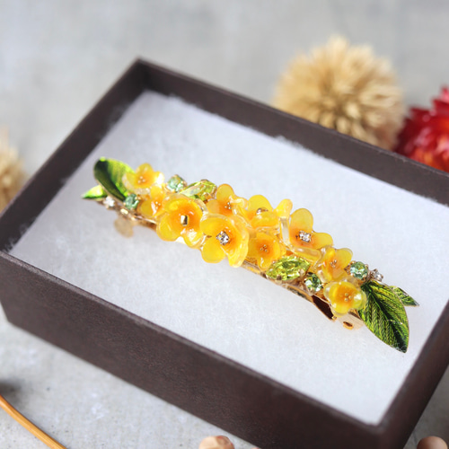 特集掲載》金木犀のバレッタ (キンモクセイ、きんもくせい、ミモザ