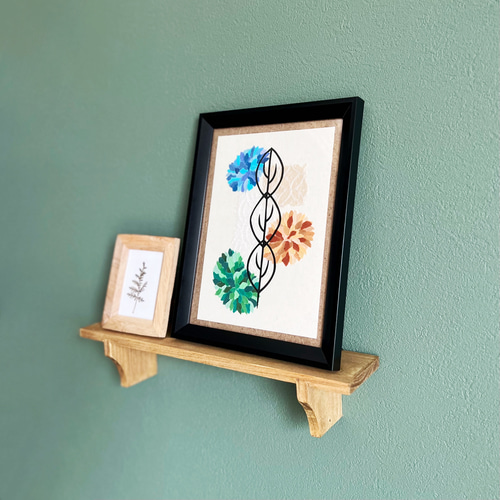 心臓の形 切り絵 ちぎり絵 木製 ビンテージ 額付き