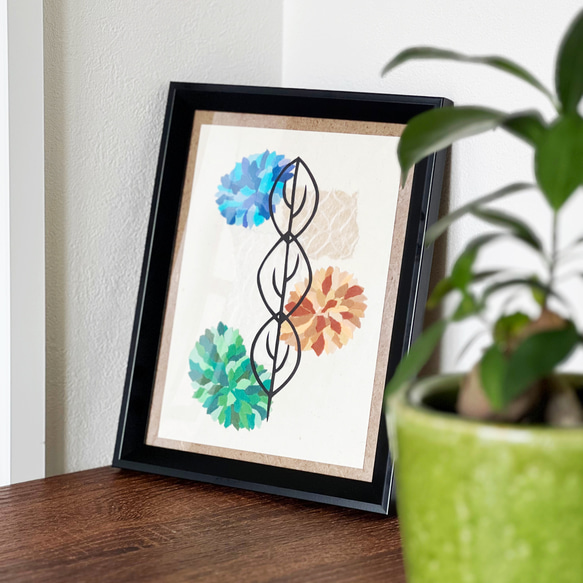 切り絵×ちぎり絵】le-af -葉- インテリア アート おしゃれ 個性的 額