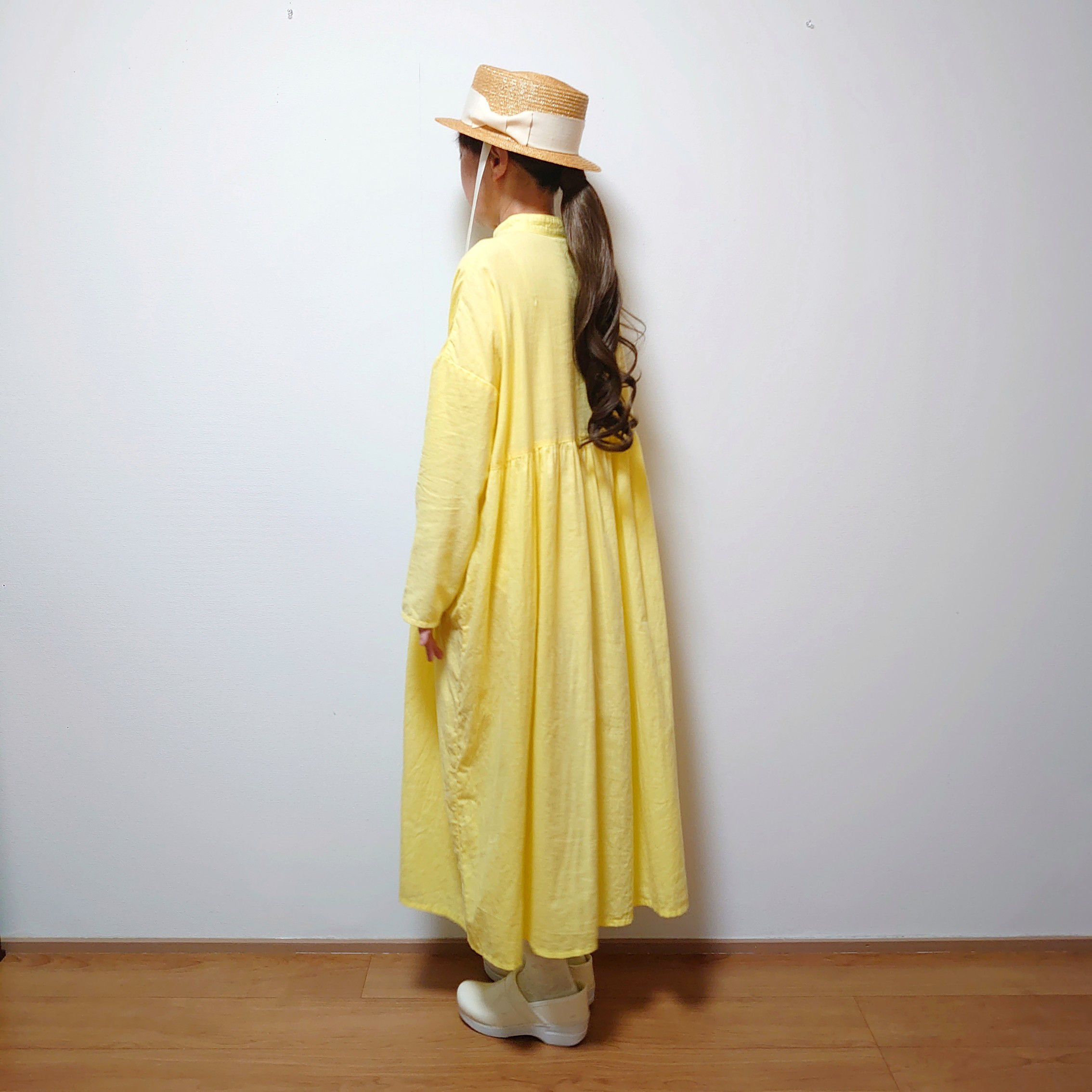 バンドカラーワンピース 生地 色変更可能