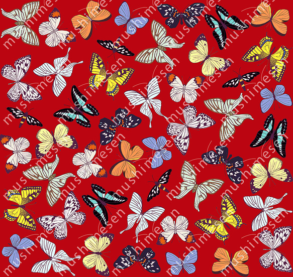 ＜ムシメセン新柄＞「蝶と蛾の夢」マキシスカート 6枚目の画像