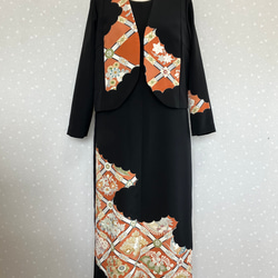 No.149ノースリーブワンピースとボレロ13号L〜L L留袖着物リメイク