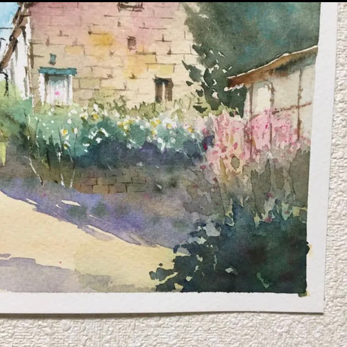 原画#3081　花　雨　パリ　フランス　水彩画　ドローイング　アート　インテリア 原画#3081花雨パリフランス水彩画ドローイングアートインテリア