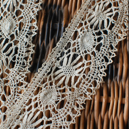 フランスアンティーク❤️ボビンレース3枚 楕円) フランス アンティーク リネン ダマスク織 ボビンレース