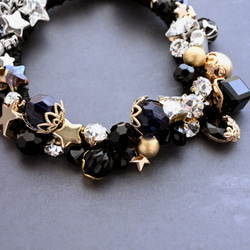 超早割クリスマス✨漆黒の夜空に煌めく金銀色の星々…ビジュー シュシュ＊ブレスレット 13枚目の画像