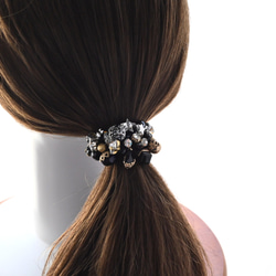 超早割クリスマス✨漆黒の夜空に煌めく金銀色の星々…ビジュー シュシュ＊ブレスレット 15枚目の画像