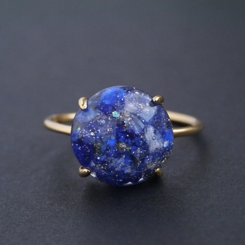 クラフト鉱石リング ラピスラズリ×クリスタル フリーサイズ 晴れやか