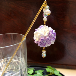 つまみ細工 くす玉かんざし 薄紫白 かんざし MU-ra_kanzashi 通販