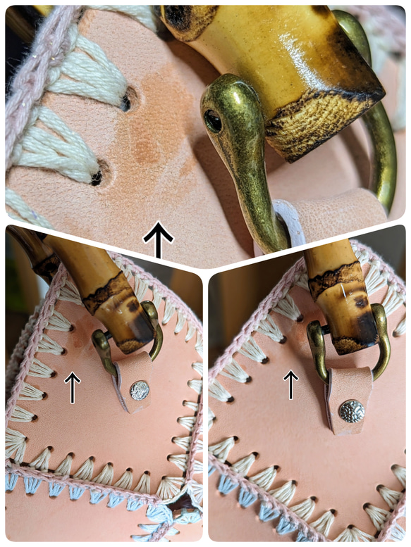 本革とコットン糸のかぎ編みバッグ 7枚目の画像
