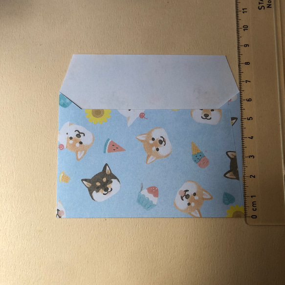 送料込み　折り紙　ミニ封筒　4柄×各5枚 20枚セット わんちゃん・ねこちゃん柄 5枚目の画像