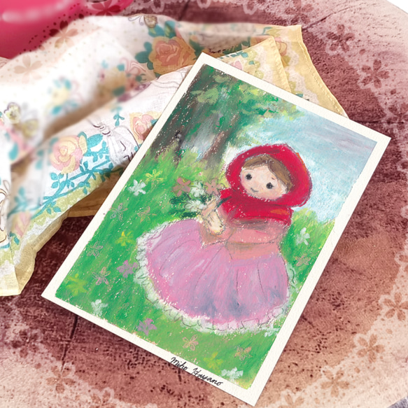【原画1点限り】赤ずきんちゃん 小さなパステル画 6枚目の画像