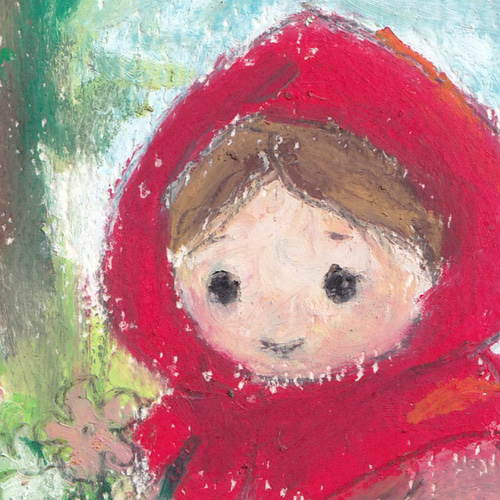 原画1点限り】赤ずきんちゃん 小さなパステル画 絵画 はやの