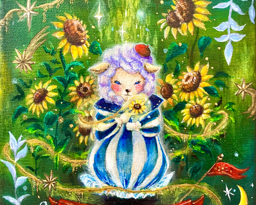 森の子鹿 ハンドメイドパステル画 絵画アート原画