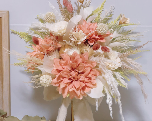 T-ARTS - ローズグランプリノーブルブルー　フラワーチュールオレンジブーケ Amazon | Wedding Bouquetsシルクブライダル花ブーケNavyブルー