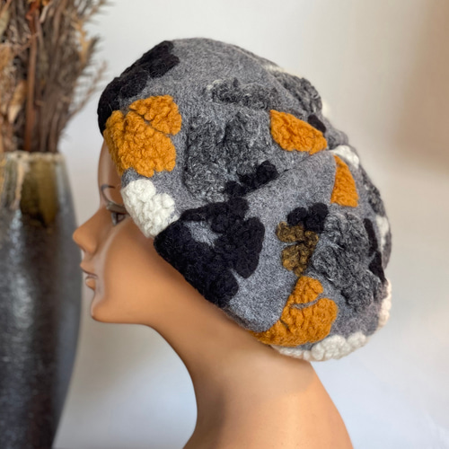 モコモコフラワーベレー<GY> ベレー帽・ハンチング luludechapeau 通販