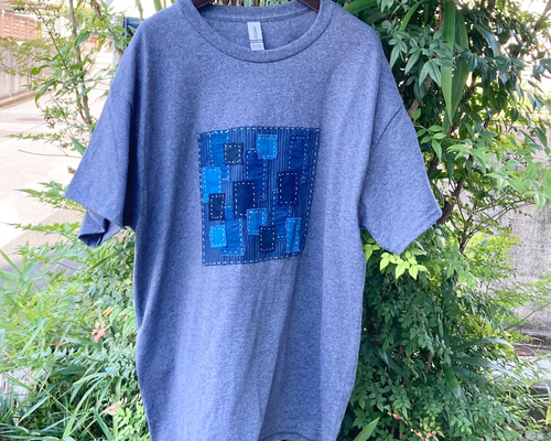 2019 size L 襤褸 リメイク tシャツ 藍染め 藍染 古布 パッチ