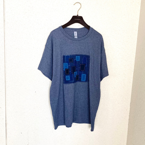 2019 size L 襤褸 リメイク tシャツ 藍染め 藍染 古布 パッチ