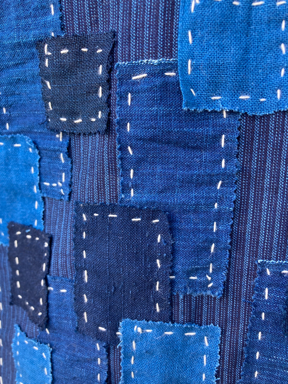 2019 size L 襤褸　リメイク　tシャツ 藍染め　藍染　古布　パッチワーク　刺し子　ヴィンテージ　 5枚目の画像