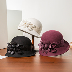 2023秋冬ツイードハット年齢削減ロールエッジハットエレガントウール