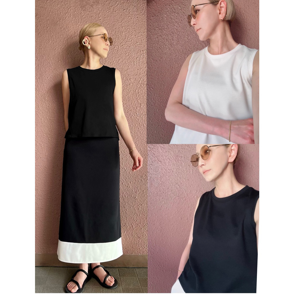 長さ選べる❤️2色有❤️経年劣化に強い❣️美シルエット❤️高見えトップス❤️スカートとセットアップにも❤️黒&オフ白