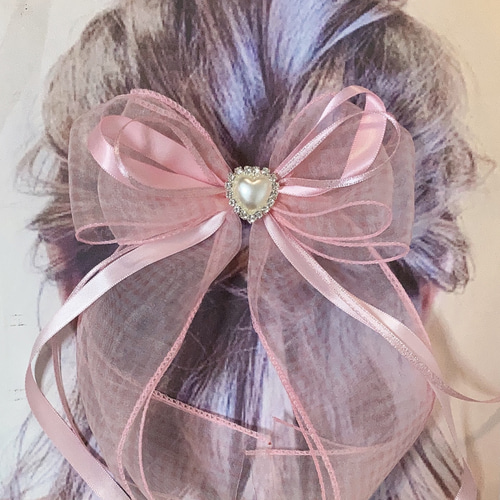 オーガンジーリボンヘアゴム プリンセスハート