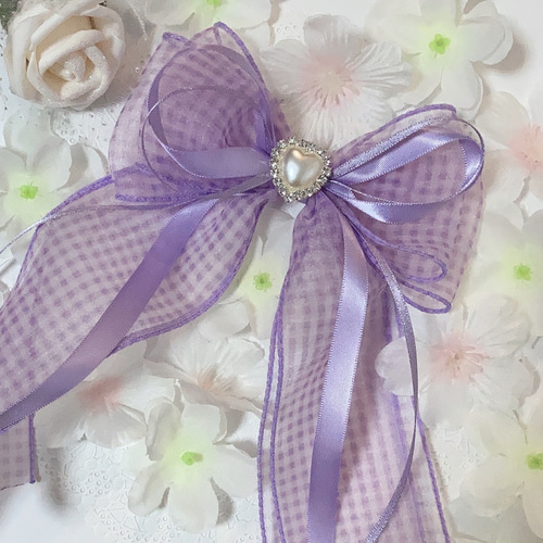 オーガンジーリボンヘアゴム プリンセスハート