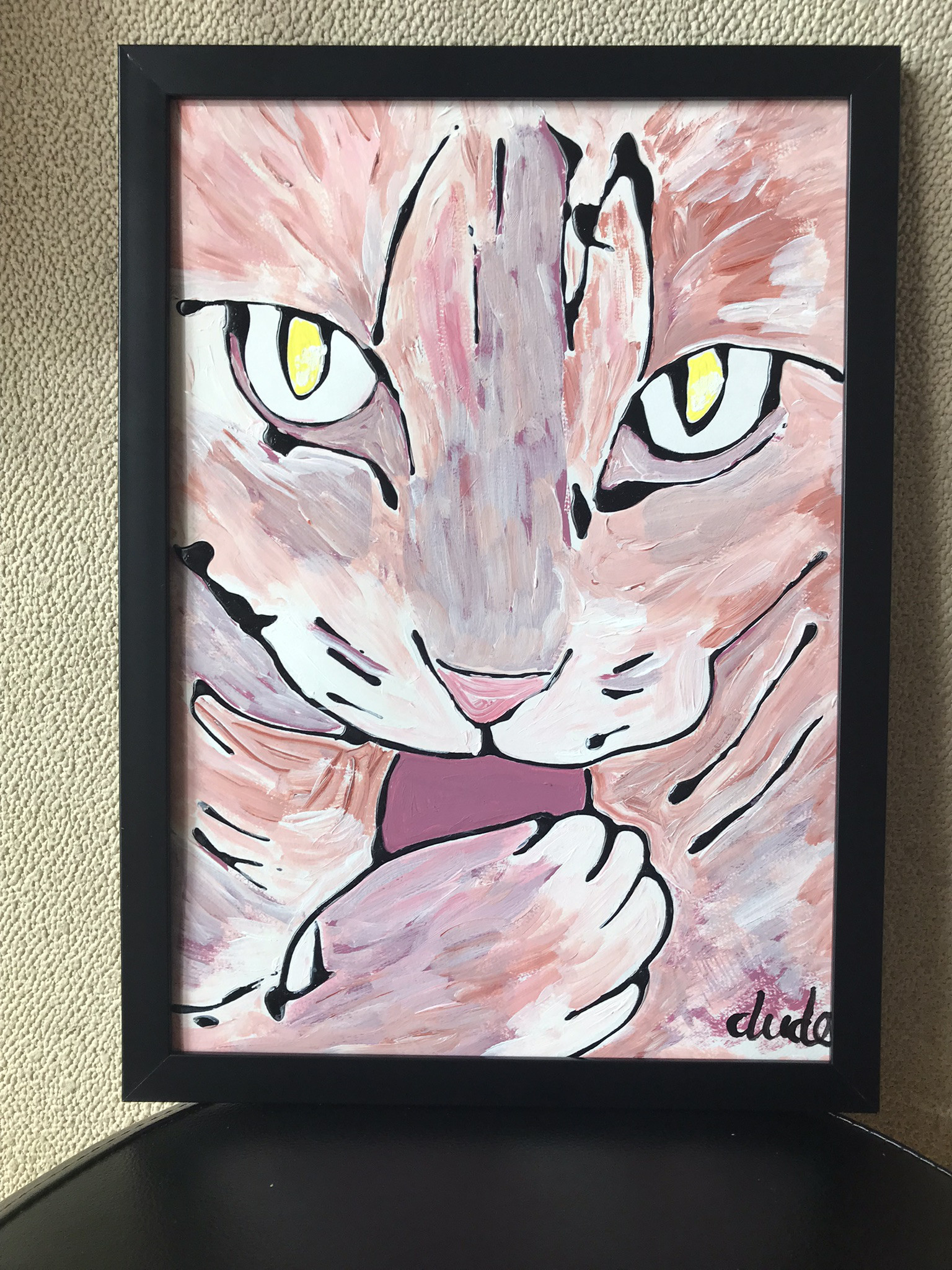 絵画。原画☆キャンバスF10【可愛い猫たちのピアノ演奏会が始まった