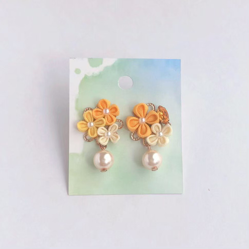 再販】【送料無料】no.58 ⁂つまみ細工⁂ピアスイヤリング ピアス  