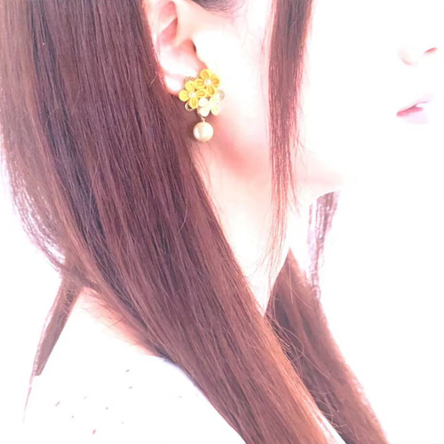 再販】【送料無料】no.58 ⁂つまみ細工⁂ピアスイヤリング ピアス  