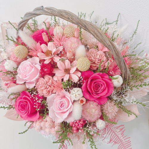 長*ピ様 フェントン ロザリーニ カーニバル ガラス バスケット 花籠 ピンク 豪華 華やかな パステルピンク 花籠 ✽喜ばれる フラワーバスケット