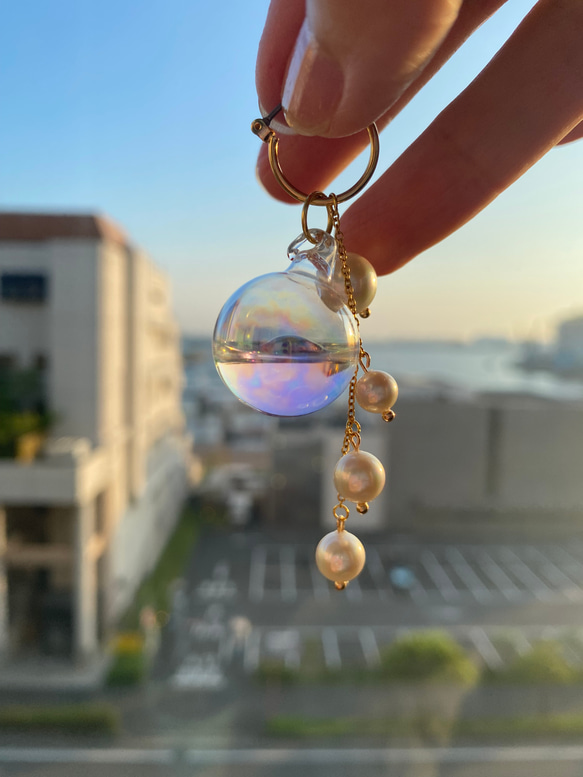 Earth ball×pearl ピアス 3枚目の画像