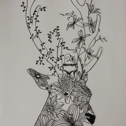 ハンドメイド切り絵 切り絵セット メタリック 金銀 八つ切 【 切り絵 カッティング