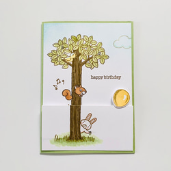 誕生日】カードの中にかくれんぼしている森の仲間たちがお祝いして