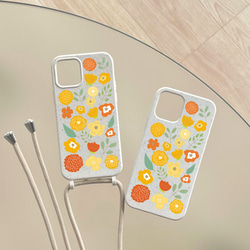 《ORANGE FLOWER》土に還るスマホケース【スマホショルダーの有無が選べる！】iPhone/エコ素材/オレンジ 2枚目の画像