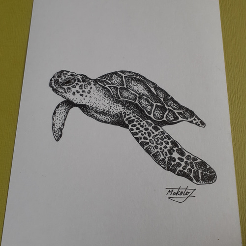 点描画アート ウミガメ 絵画 makochin 通販 16368681｜Creema(クリーマ