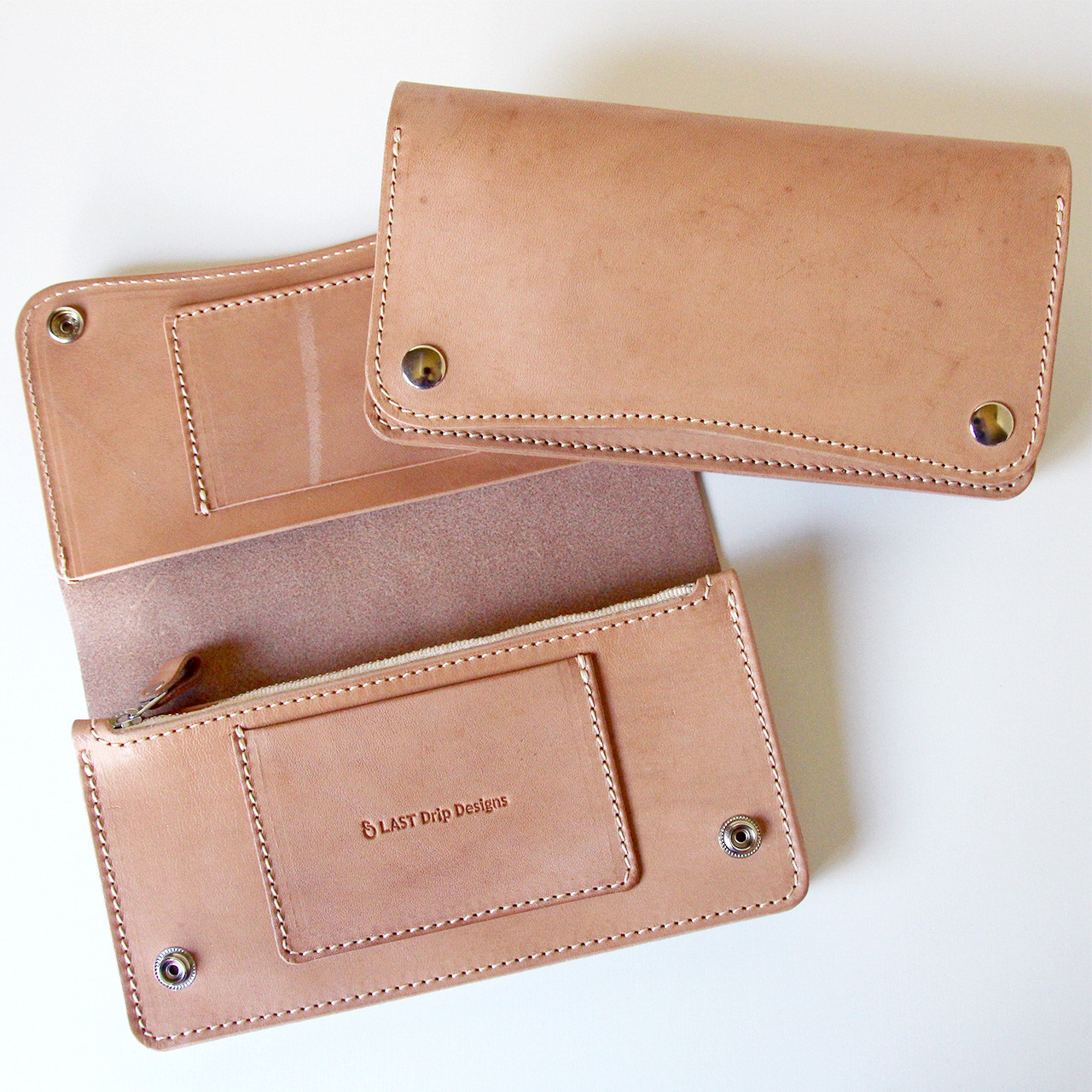 トラッカーウォレット 3部屋 長財布 牛革 レザー ヌメ革 本革 日々を刻む日記帳 nfl hnd Creema店