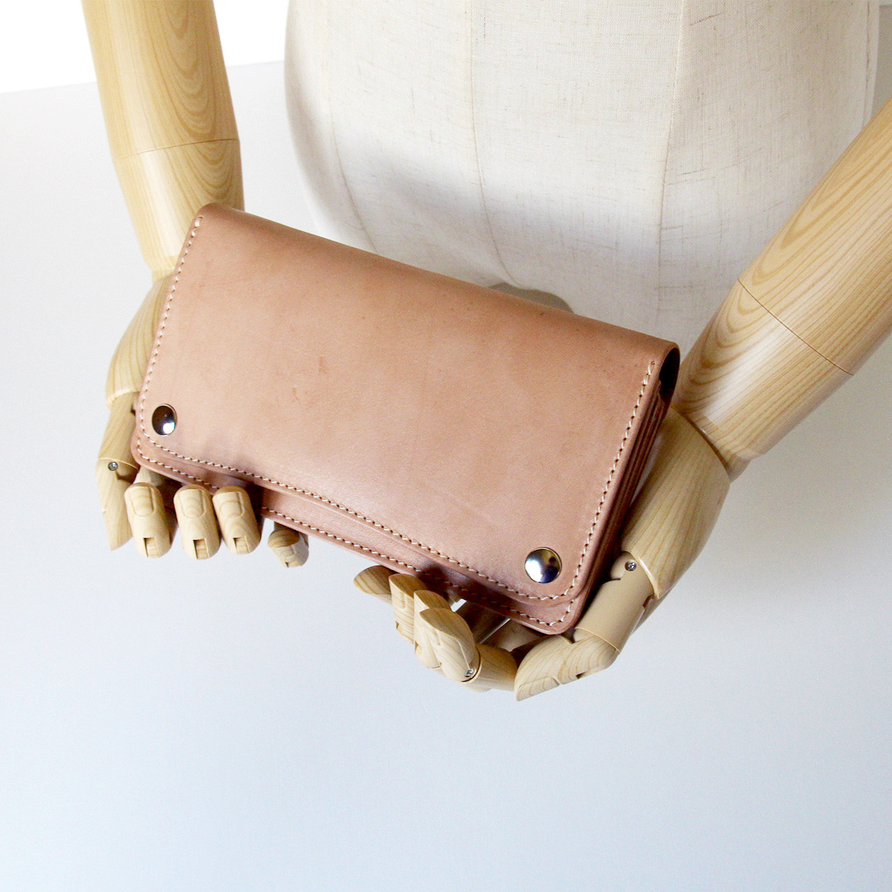 トラッカーウォレット 3部屋 長財布 牛革 レザー ヌメ革 本革 日々を刻む日記帳 nfl hnd Creema店｜詳細画像