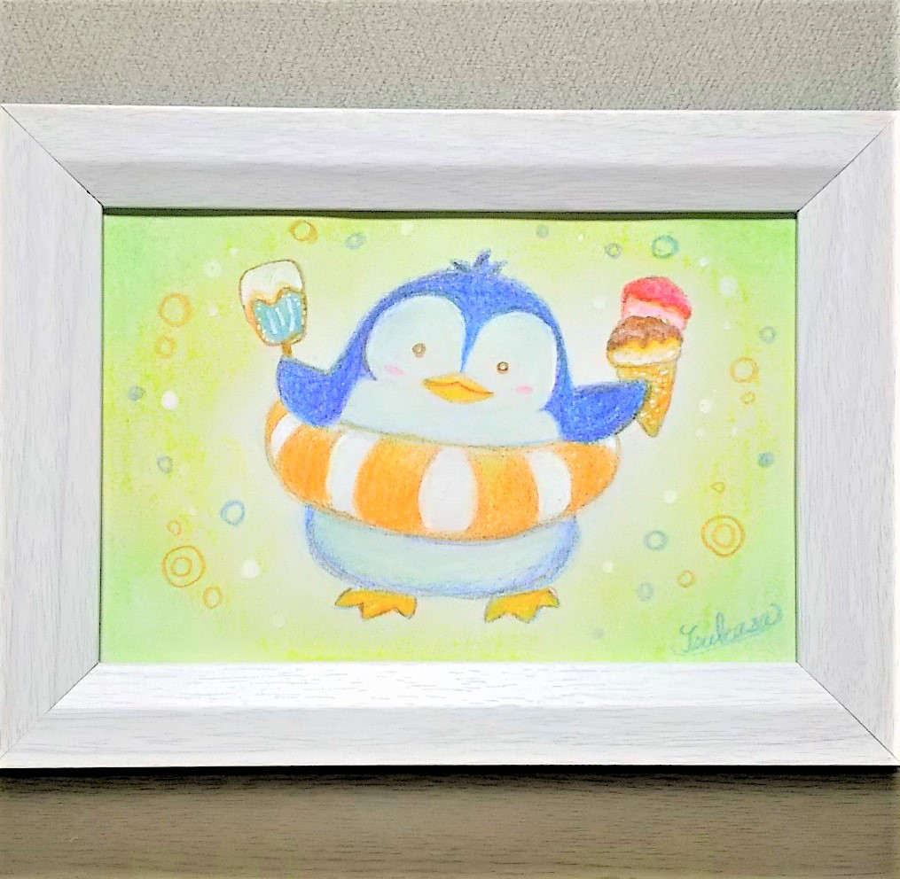 男性に人気！ 【原画】『グリヴォルト』（ペンギン　絵画　パステル画） 絵画